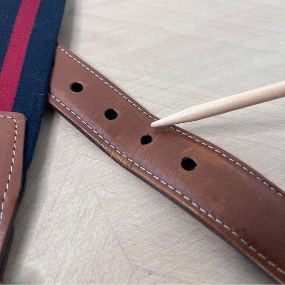 Torino Woven European Ribbed Striped Surcingle Belt Navy/Red Men's Size Medium - Picture 9 of 9